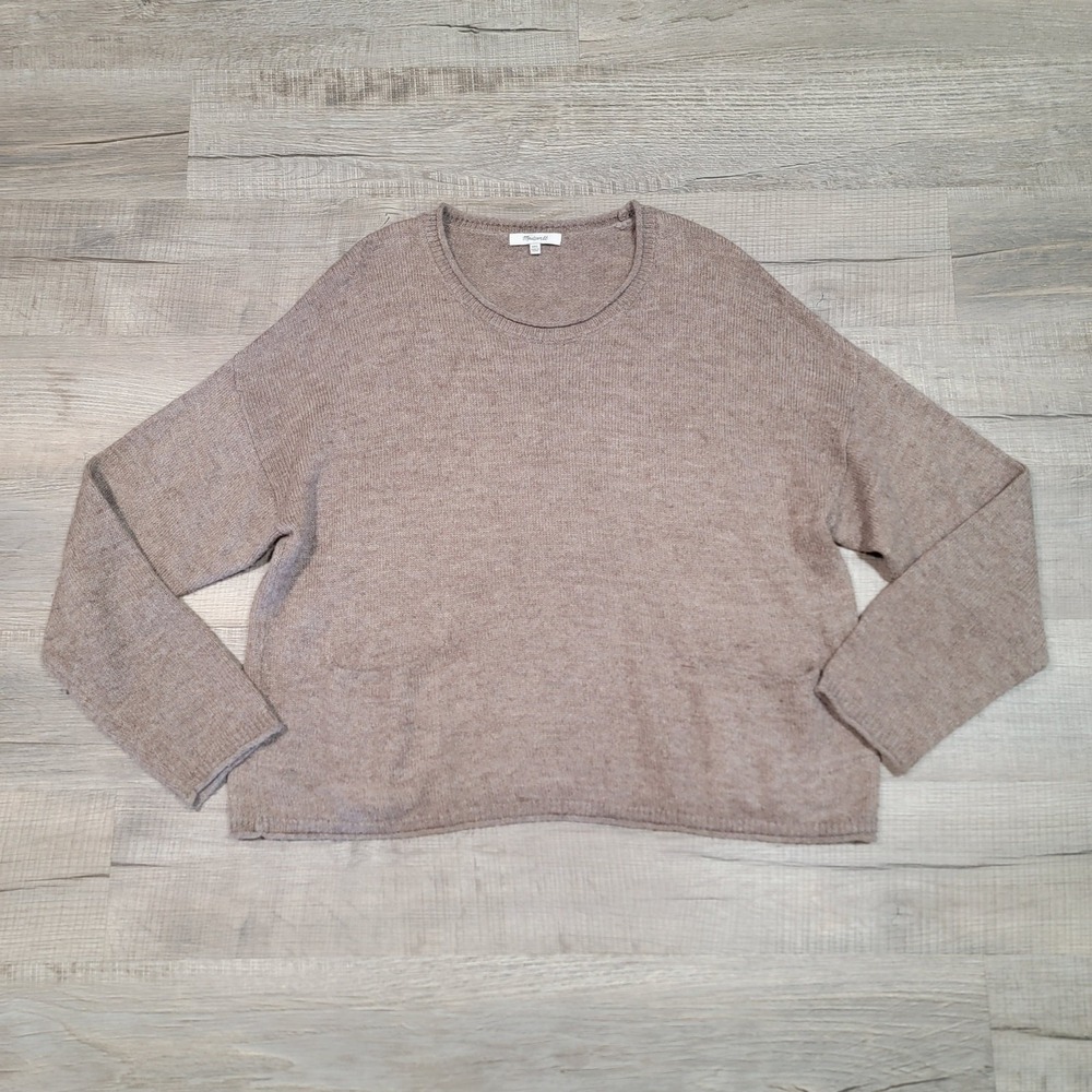 Madewell Chelsea Pocket Alpaca Blend Pullover Size XXL Brown Boxy Minimalist Top